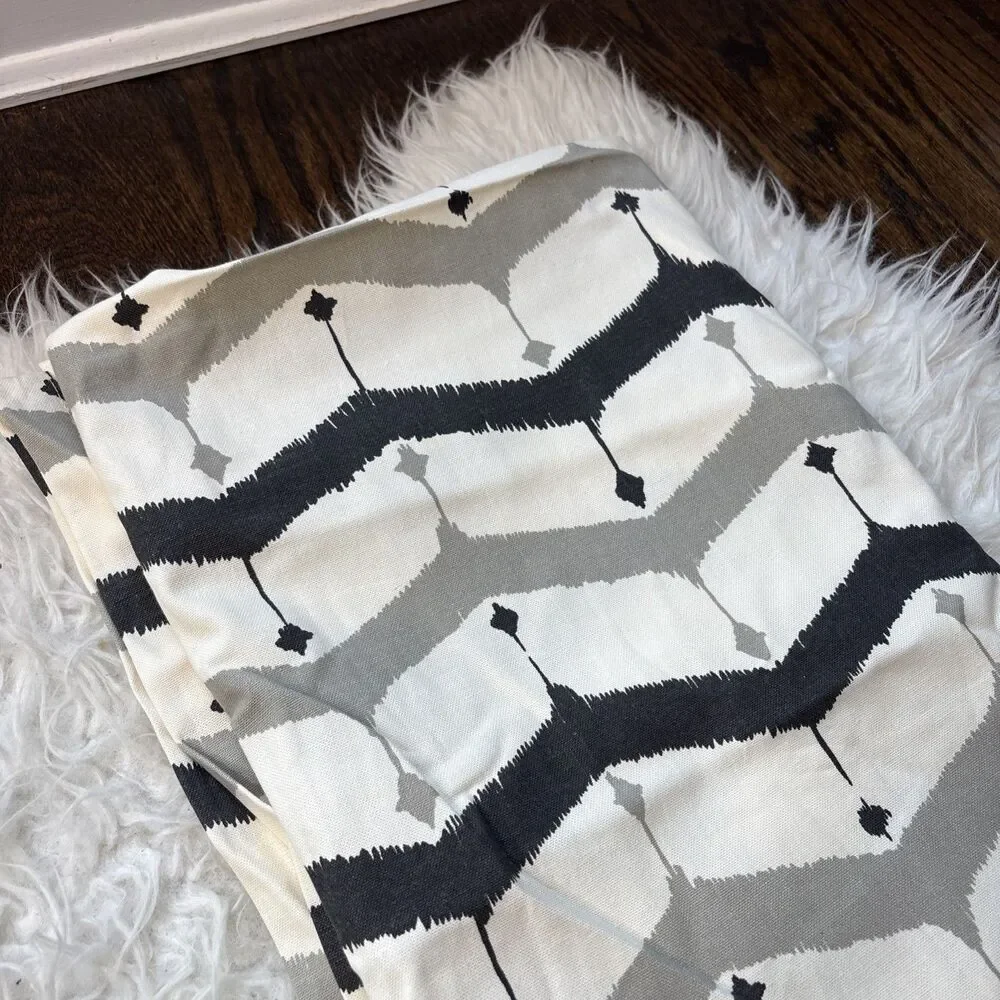 West Elm 48”x84” Curtain Panels Pair Gray Black Ivory Geometric Cotton Drapes